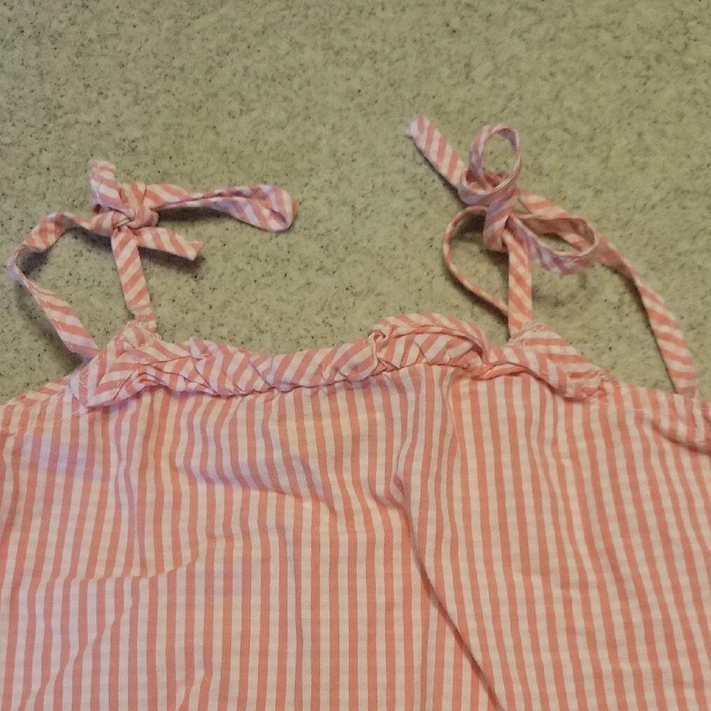 Oshkosh Pink Striped Sleeveless Dress with Floral Embroidery Size 2T Cotton